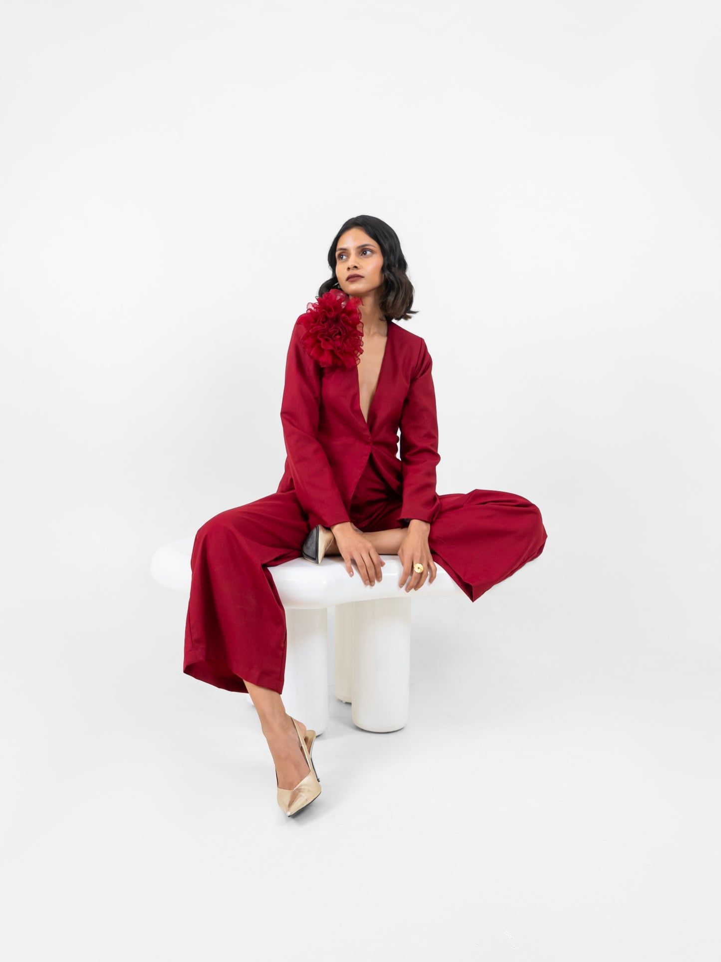 Maroon Blazer Set